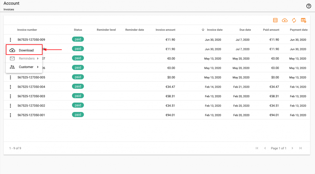 Learn how to download invoices in Shield