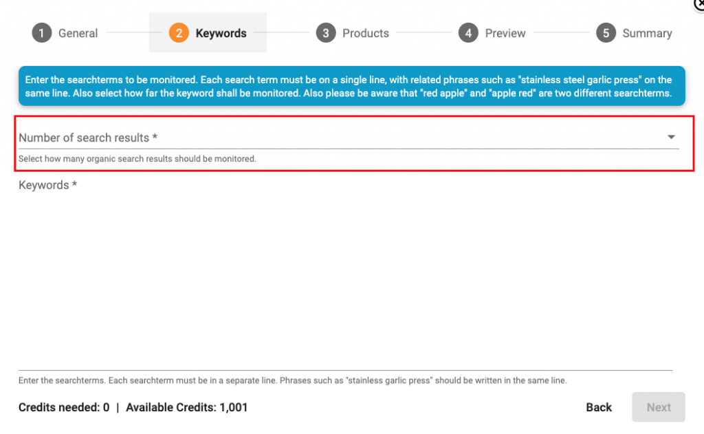 what-does-number-of-search-results-mean-when-creating-a-keyword